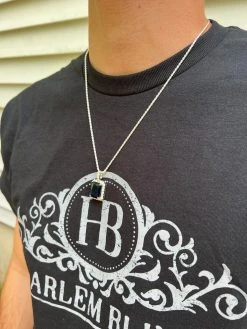 Iced Moissanite & Simulated Sapphire Stone Pendant Necklace Pass Diamond Test 18 Iced Moissanite & Simulated Sapphire Stone Pendant Necklace Pass Diamond Test -Harlem Bling Shop hip hop iced moissanite and simulated sapphire stone pendant necklace pass diamond test 50361.1664301099