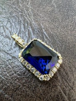 Iced Moissanite & Simulated Sapphire Stone Pendant Necklace Pass Diamond Test 22 Iced Moissanite & Simulated Sapphire Stone Pendant Necklace Pass Diamond Test -Harlem Bling Shop hip hop iced moissanite and simulated sapphire stone pendant necklace pass diamond test 64809.1664301720