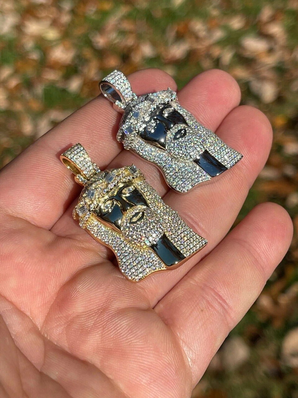 Iced MOISSANITE Real Silver Gold Jesus Piece Pendant Necklace Diamond Tester ✅ 4 Iced MOISSANITE Real Silver Gold Jesus Piece Pendant Necklace Diamond Tester ✅ - Image 2