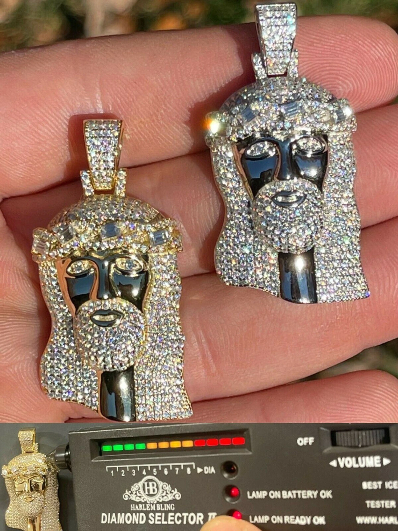 Iced MOISSANITE Real Silver Gold Jesus Piece Pendant Necklace Diamond Tester ✅ 3 Iced MOISSANITE Real Silver Gold Jesus Piece Pendant Necklace Diamond Tester ✅