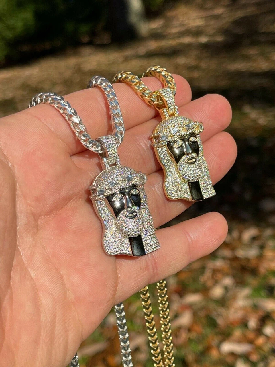 Iced MOISSANITE Real Silver Gold Jesus Piece Pendant Necklace Diamond Tester ✅ 10 Iced MOISSANITE Real Silver Gold Jesus Piece Pendant Necklace Diamond Tester ✅ - Image 8