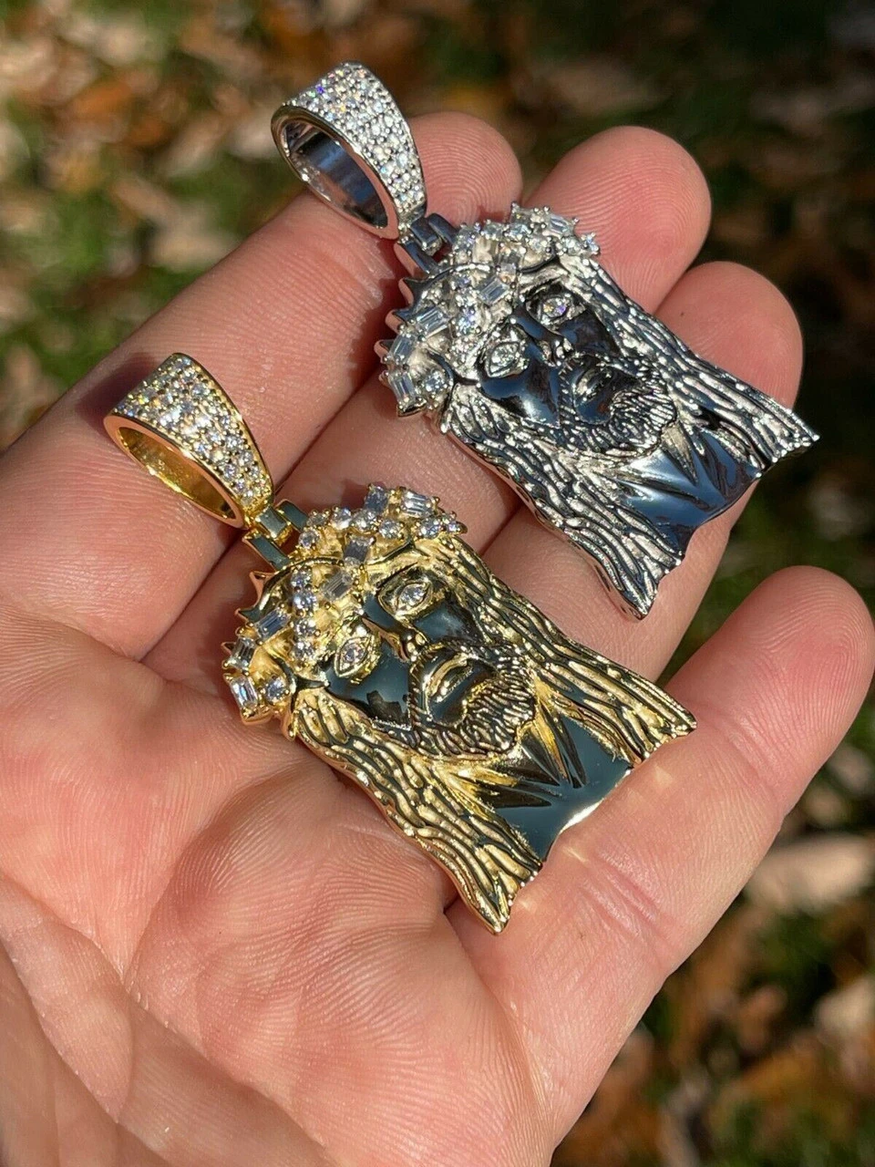 Iced MOISSANITE Real Silver Gold Jesus Piece Pendant Necklace Men HipHop Jewelry 5 Iced MOISSANITE Real Silver Gold Jesus Piece Pendant Necklace Men HipHop Jewelry - Image 3