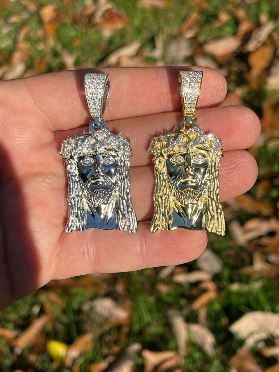 Iced MOISSANITE Real Silver Gold Jesus Piece Pendant Necklace Men HipHop Jewelry 4 Iced MOISSANITE Real Silver Gold Jesus Piece Pendant Necklace Men HipHop Jewelry - Image 2