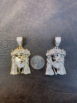 Large Real 925 Sterling Silver Gold Jesus Piece Pendant Necklace Iced Bust Down 22 Large Real 925 Sterling Silver Gold Jesus Piece Pendant Necklace Iced Bust Down -Harlem Bling Shop hip hop large real 925 sterling silver gold jesus piece pendant necklace iced bust down 01518.1664356237