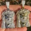Large Real 925 Sterling Silver Gold Jesus Piece Pendant Necklace Iced Bust Down -Harlem Bling Shop hip hop large real 925 sterling silver gold jesus piece pendant necklace iced bust down 05988.1664360589