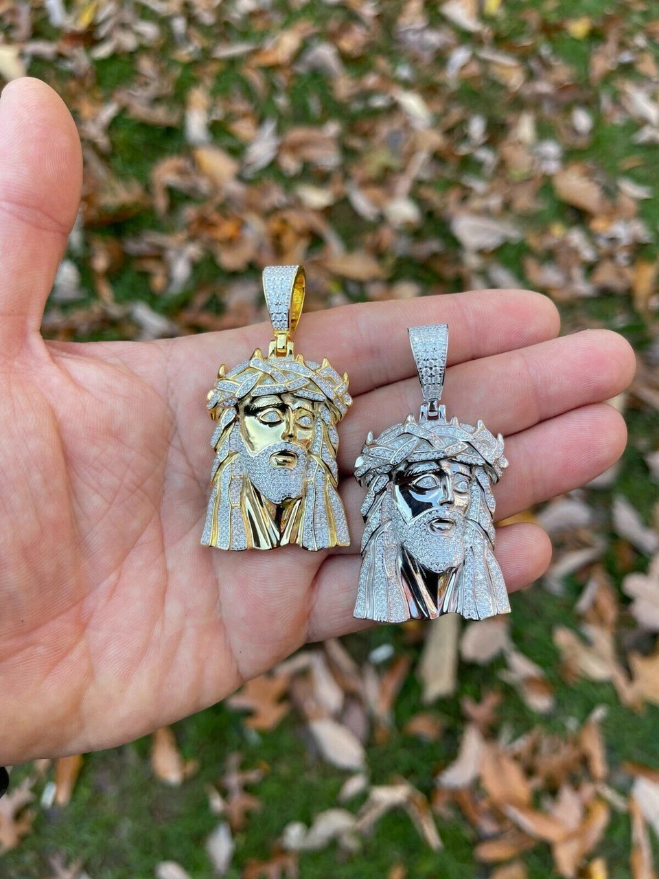 Large Real 925 Sterling Silver Gold Jesus Piece Pendant Necklace Iced Bust Down 9 Large Real 925 Sterling Silver Gold Jesus Piece Pendant Necklace Iced Bust Down - Image 7