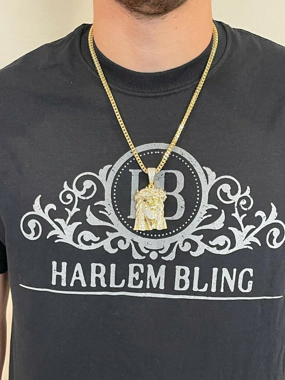 Large Real 925 Sterling Silver Gold Jesus Piece Pendant Necklace Iced Bust Down 13 Large Real 925 Sterling Silver Gold Jesus Piece Pendant Necklace Iced Bust Down - Image 11
