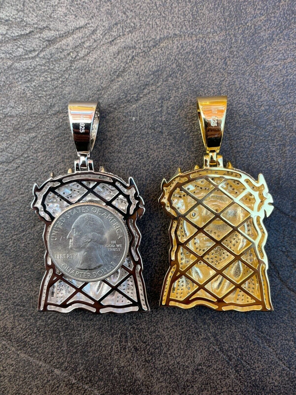 Large Real 925 Sterling Silver Gold Jesus Piece Pendant Necklace Iced Bust Down 12 Large Real 925 Sterling Silver Gold Jesus Piece Pendant Necklace Iced Bust Down - Image 10