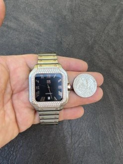 Men's 2.5ct MOISSANITE Watch Hip Hop Two Tone Rose Gold Plated Automatic Black 20 Men's 2.5ct MOISSANITE Watch Hip Hop Two Tone Rose Gold Plated Automatic Black -Harlem Bling Shop hip hop mens 2.5ct moissanite watch hip hop two tone rose gold plated automatic black 05662.1664299469