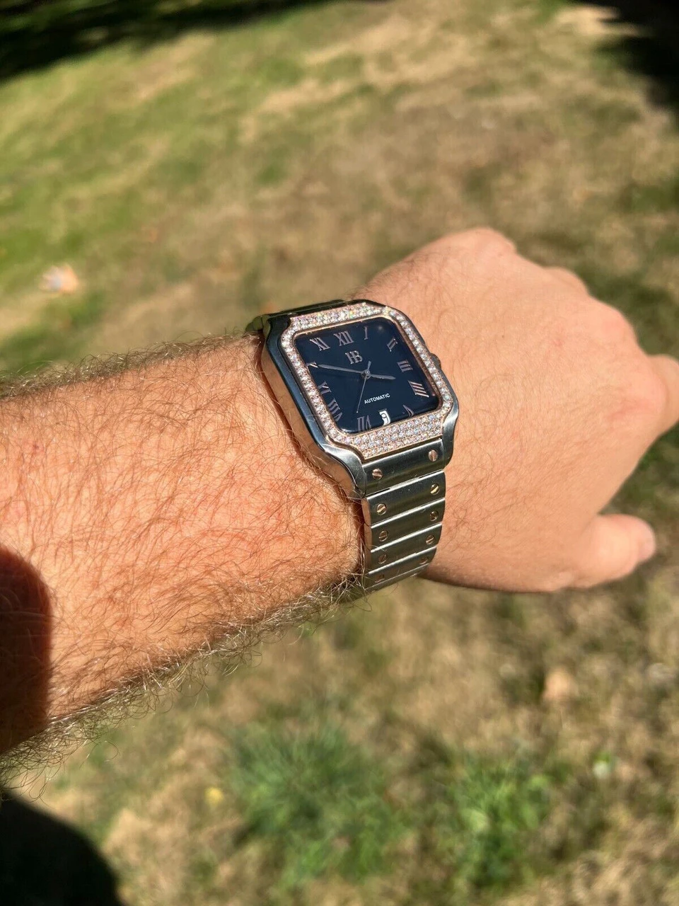 Men's 2.5ct MOISSANITE Watch Hip Hop Two Tone Rose Gold Plated Automatic Black 6 Men's 2.5ct MOISSANITE Watch Hip Hop Two Tone Rose Gold Plated Automatic Black - Image 4