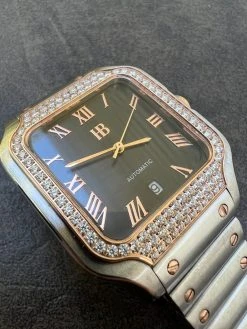 Men's 2.5ct MOISSANITE Watch Hip Hop Two Tone Rose Gold Plated Automatic Black 21 Men's 2.5ct MOISSANITE Watch Hip Hop Two Tone Rose Gold Plated Automatic Black -Harlem Bling Shop hip hop mens 2.5ct moissanite watch hip hop two tone rose gold plated automatic black 18997.1664299431