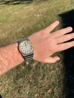 Mens Gold Watch Iced Automatic Skeleton Back Gold 44mm Moissanite Stone Bezel -Harlem Bling Shop hip hop mens gold watch iced automatic skeleton back gold 44mm moissanite stone bezel 24643.1664360302