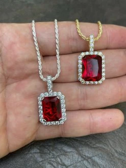 Mens Hip Hop Iced Moissanite & Ruby Pendant Necklace Real 925 Silver / 14k Gold 23 Mens Hip Hop Iced Moissanite & Ruby Pendant Necklace Real 925 Silver / 14k Gold -Harlem Bling Shop hip hop mens hip hop iced moissanite and ruby pendant necklace real 925 silver 14k gold 09879.1664355542