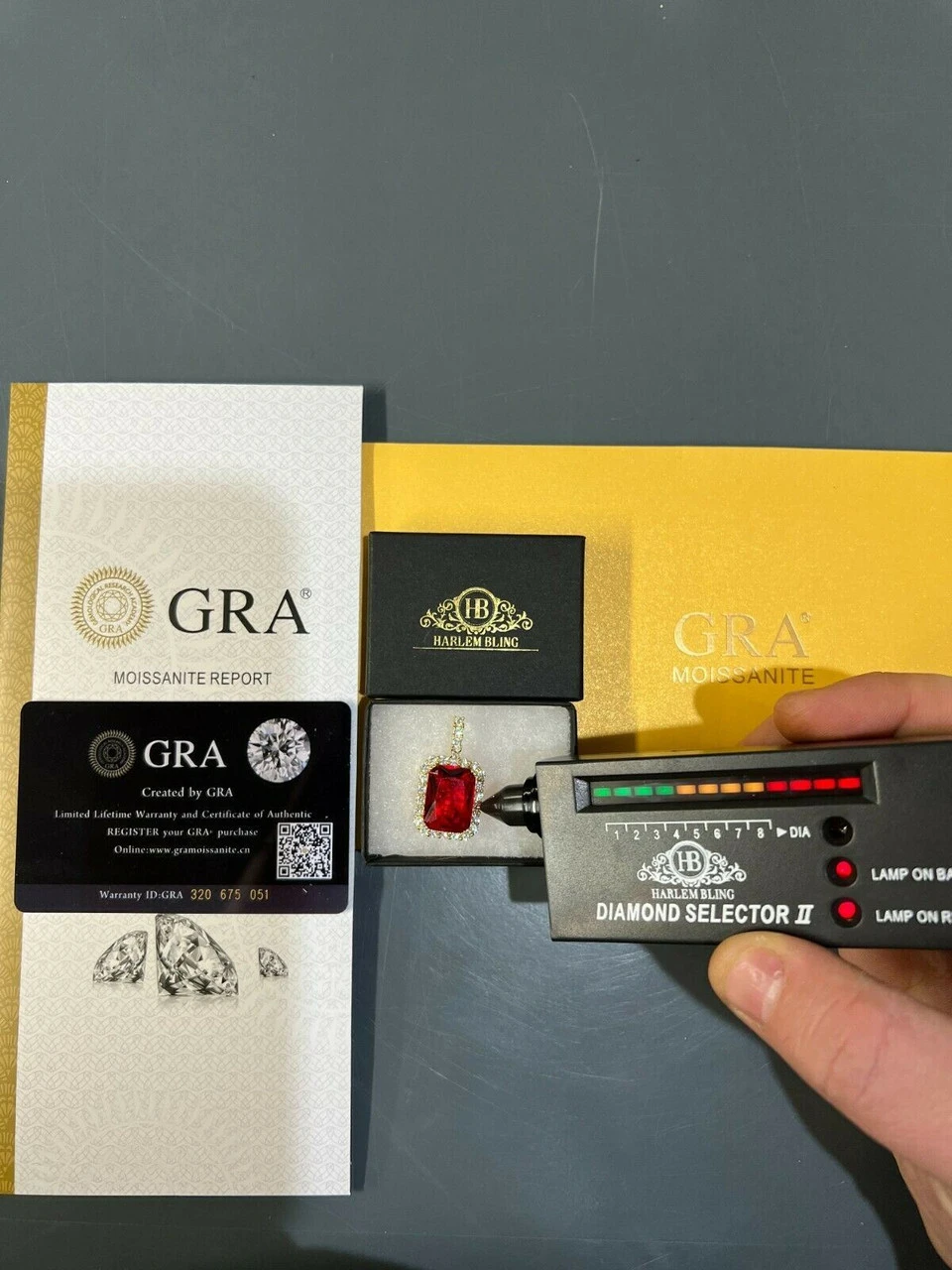 Mens Hip Hop Iced Moissanite & Ruby Pendant Necklace Real 925 Silver / 14k Gold 7 Mens Hip Hop Iced Moissanite & Ruby Pendant Necklace Real 925 Silver / 14k Gold - Image 5