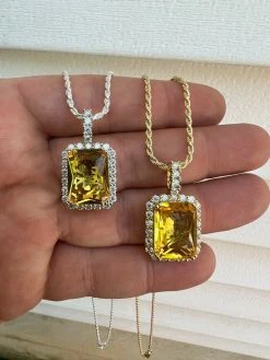 Mens Hip Hop Iced Moissanite & Yellow Simulated Canary Diamond Pendant Necklace 24 Mens Hip Hop Iced Moissanite & Yellow Simulated Canary Diamond Pendant Necklace -Harlem Bling Shop hip hop mens hip hop iced moissanite and yellow simulated canary diamond pendant necklace 83190.1664360577