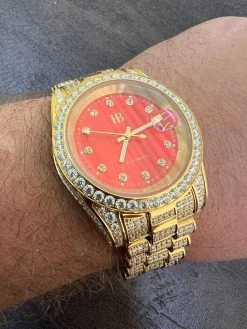 Mens MOISSANITE Red Face Gold Presidential Watch Iced Hip Hop Pass Diamond Test 17 Mens MOISSANITE Red Face Gold Presidential Watch Iced Hip Hop Pass Diamond Test -Harlem Bling Shop hip hop mens moissanite red face gold presidential watch iced hip hop pass diamond test 55820.1664356297