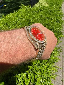 Mens MOISSANITE Red Face Gold Presidential Watch Iced Hip Hop Pass Diamond Test 22 Mens MOISSANITE Red Face Gold Presidential Watch Iced Hip Hop Pass Diamond Test -Harlem Bling Shop hip hop mens moissanite red face gold presidential watch iced hip hop pass diamond test 67320.1664355475