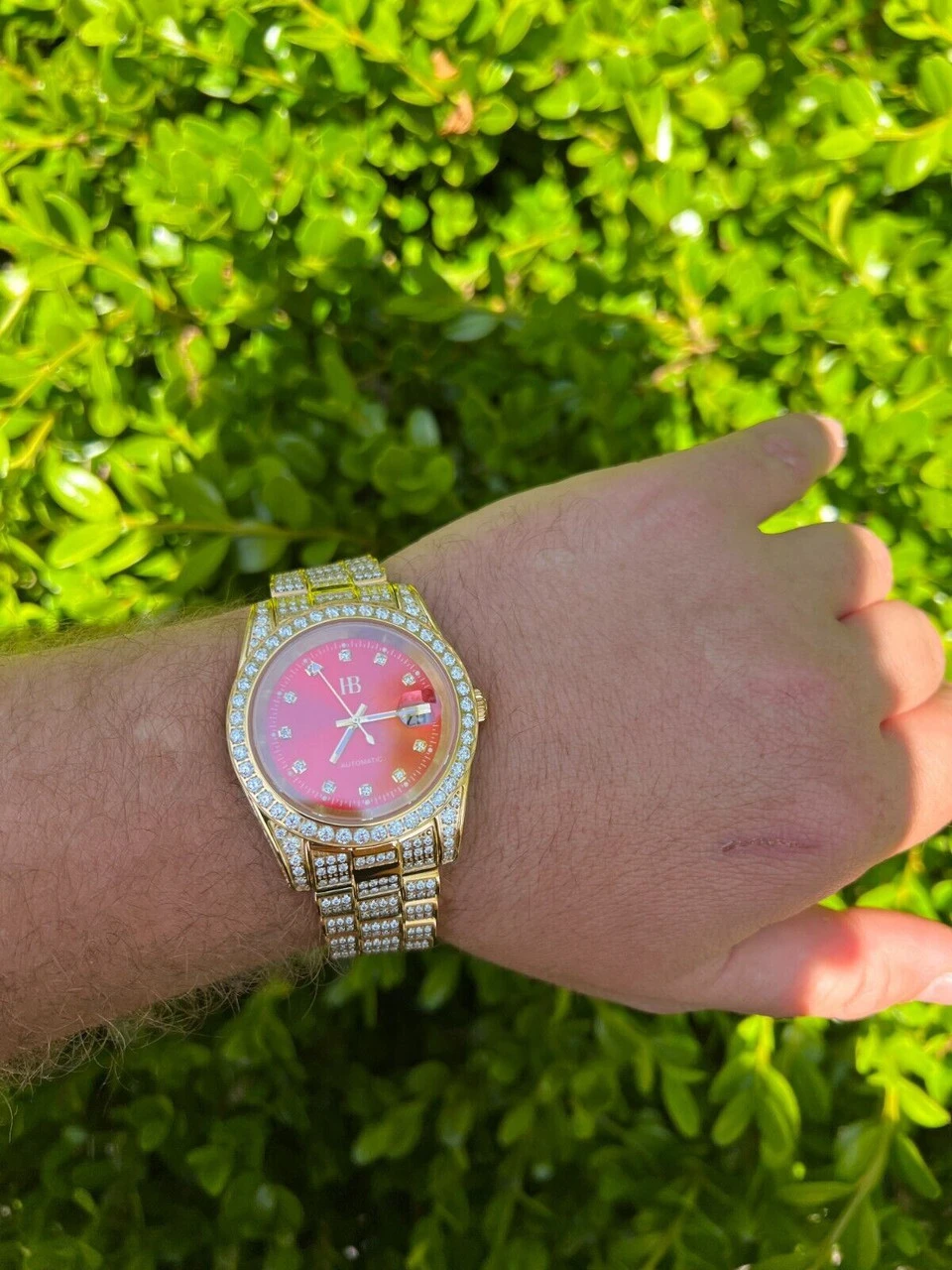 Mens MOISSANITE Red Face Gold Presidential Watch Iced Hip Hop Pass Diamond Test 13 Mens MOISSANITE Red Face Gold Presidential Watch Iced Hip Hop Pass Diamond Test - Image 11