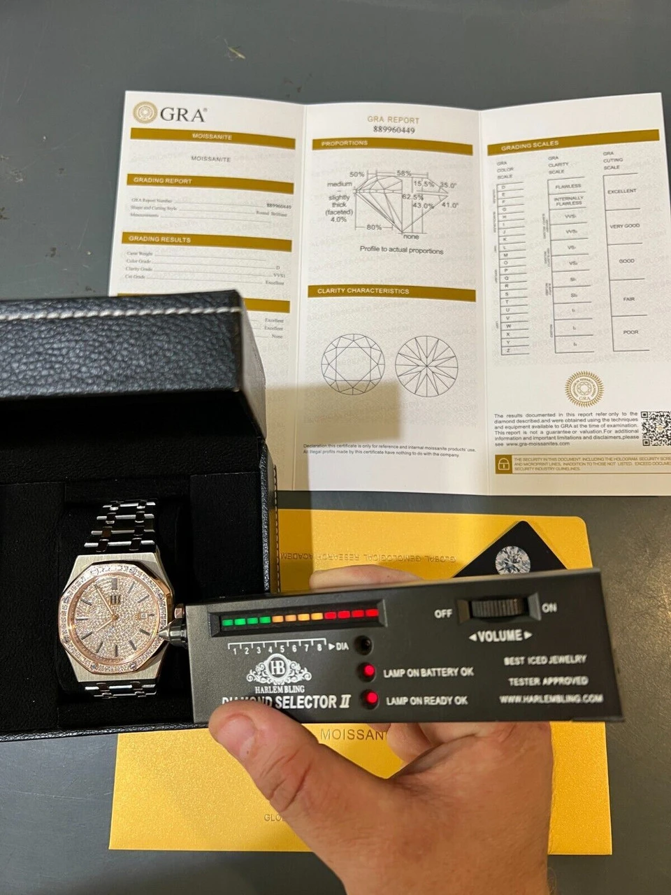 Mens MOISSANITE Watch Iced Automatic Skeleton Back Rose Gold & Stainless Steel 5 Mens MOISSANITE Watch Iced Automatic Skeleton Back Rose Gold & Stainless Steel - Image 3