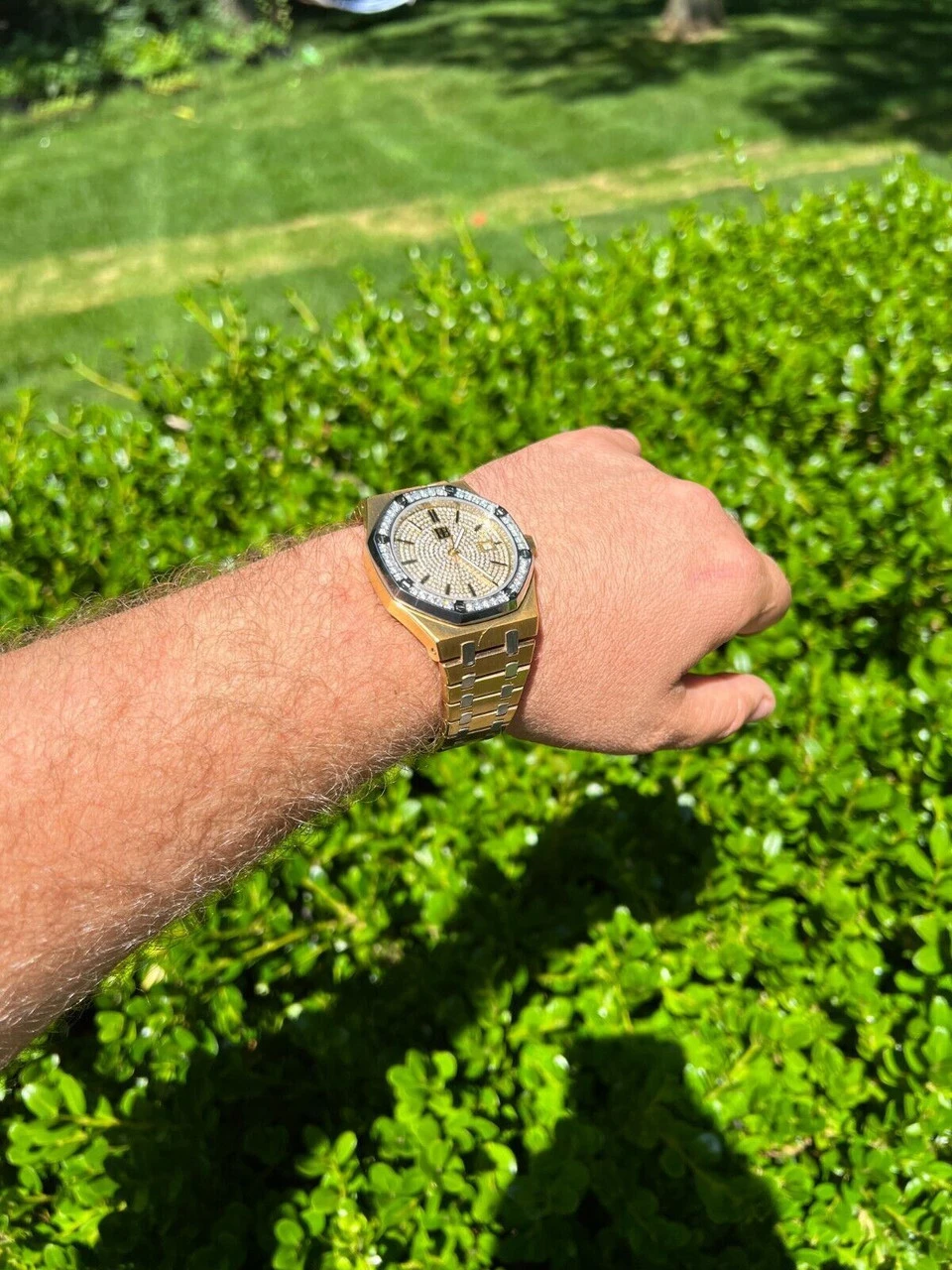 Mens MOISSANITE Watch Iced Automatic Skeleton Back Yellow Gold & Stainless Steel 11 Mens MOISSANITE Watch Iced Automatic Skeleton Back Yellow Gold & Stainless Steel - Image 9