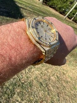 Mens MOISSANITE Watch Iced Automatic Skeleton Gold 44mm HipHop Pass Diamond Test 24 Mens MOISSANITE Watch Iced Automatic Skeleton Gold 44mm HipHop Pass Diamond Test -Harlem Bling Shop hip hop mens moissanite watch iced automatic skeleton gold 44mm hiphop pass diamond test 17484.1664356429