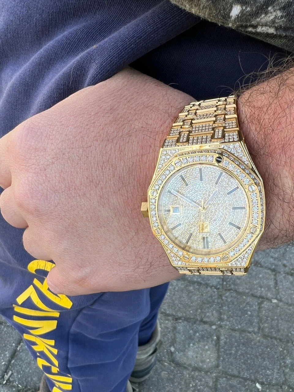 Mens MOISSANITE Watch Iced Automatic Skeleton Gold 44mm HipHop Pass Diamond Test 7 Mens MOISSANITE Watch Iced Automatic Skeleton Gold 44mm HipHop Pass Diamond Test - Image 5