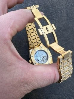 Mens MOISSANITE Watch Iced Automatic Skeleton Gold 44mm HipHop Pass Diamond Test 25 Mens MOISSANITE Watch Iced Automatic Skeleton Gold 44mm HipHop Pass Diamond Test -Harlem Bling Shop hip hop mens moissanite watch iced automatic skeleton gold 44mm hiphop pass diamond test 70596.1664355096