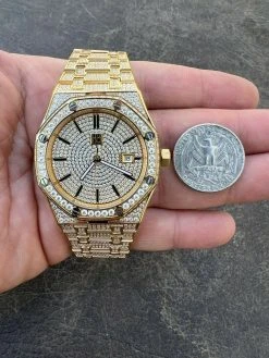 Mens MOISSANITE Watch Iced Automatic Skeleton Gold 44mm HipHop Pass Diamond Test 16 Mens MOISSANITE Watch Iced Automatic Skeleton Gold 44mm HipHop Pass Diamond Test -Harlem Bling Shop hip hop mens moissanite watch iced automatic skeleton gold 44mm hiphop pass diamond test 70837.1664358175