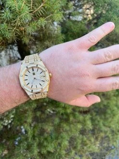 Mens MOISSANITE Watch Iced Automatic Skeleton Gold 44mm HipHop Pass Diamond Test 23 Mens MOISSANITE Watch Iced Automatic Skeleton Gold 44mm HipHop Pass Diamond Test -Harlem Bling Shop hip hop mens moissanite watch iced automatic skeleton gold 44mm hiphop pass diamond test 73868.1664360834