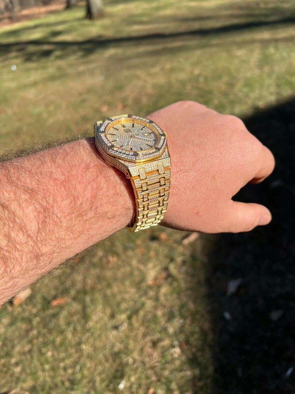 Mens MOISSANITE Watch Iced Automatic Skeleton Gold 44mm HipHop Pass Diamond Test 11 Mens MOISSANITE Watch Iced Automatic Skeleton Gold 44mm HipHop Pass Diamond Test - Image 9