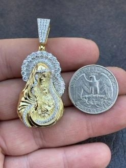 Men's Solid 925 Silver & Gold Baguette Virgin Mary Pendant Ice Diamond Hip Hop 15 Men's Solid 925 Silver & Gold Baguette Virgin Mary Pendant Ice Diamond Hip Hop -Harlem Bling Shop hip hop mens solid 925 silver and gold baguette virgin mary pendant ice diamond hip hop 27098.1664371823