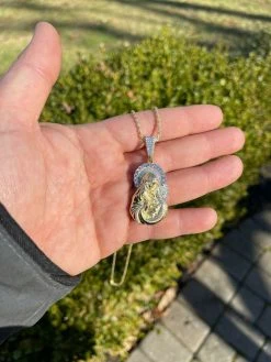 Men's Solid 925 Silver & Gold Baguette Virgin Mary Pendant Ice Diamond Hip Hop 18 Men's Solid 925 Silver & Gold Baguette Virgin Mary Pendant Ice Diamond Hip Hop -Harlem Bling Shop hip hop mens solid 925 silver and gold baguette virgin mary pendant ice diamond hip hop 29999.1664393671