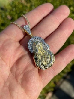 Men's Solid 925 Silver & Gold Baguette Virgin Mary Pendant Ice Diamond Hip Hop 19 Men's Solid 925 Silver & Gold Baguette Virgin Mary Pendant Ice Diamond Hip Hop -Harlem Bling Shop hip hop mens solid 925 silver and gold baguette virgin mary pendant ice diamond hip hop 47494.1664395055