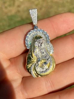 Men's Solid 925 Silver Baguette Virgin Mary Pendant Ice Diamond Hip Hop Necklace -Harlem Bling Shop hip hop mens solid 925 silver baguette virgin mary pendant ice diamond hip hop necklace 31467.1664389608