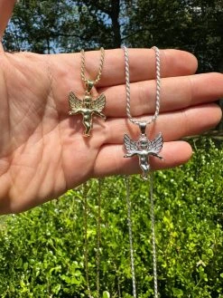 Micro Angel Pendant Iced CZ Solid 925 Silver Gold Plated Necklace Guardian Angel 39 Micro Angel Pendant Iced CZ Solid 925 Silver Gold Plated Necklace Guardian Angel -Harlem Bling Shop hip hop micro angel pendant iced cz solid 925 silver gold plated necklace guardian angel 07369.1691108837