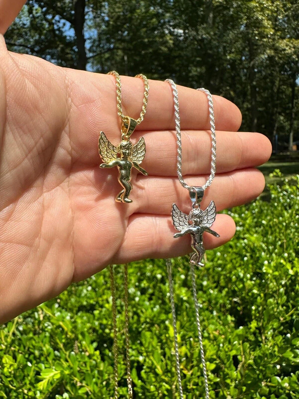 Micro Angel Pendant Iced CZ Solid 925 Silver Gold Plated Necklace Guardian Angel 9 Micro Angel Pendant Iced CZ Solid 925 Silver Gold Plated Necklace Guardian Angel - Image 7