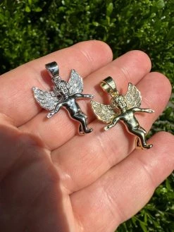Micro Angel Pendant Iced CZ Solid 925 Silver Gold Plated Necklace Guardian Angel 27 Micro Angel Pendant Iced CZ Solid 925 Silver Gold Plated Necklace Guardian Angel -Harlem Bling Shop hip hop micro angel pendant iced cz solid 925 silver gold plated necklace guardian angel 16364.1691108516