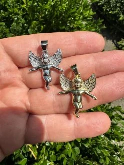 Micro Angel Pendant Iced CZ Solid 925 Silver Gold Plated Necklace Guardian Angel 36 Micro Angel Pendant Iced CZ Solid 925 Silver Gold Plated Necklace Guardian Angel -Harlem Bling Shop hip hop micro angel pendant iced cz solid 925 silver gold plated necklace guardian angel 17011.1691108878