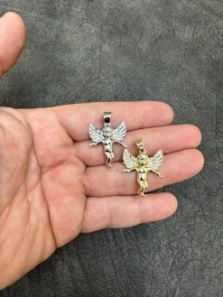Micro Angel Pendant Iced CZ Solid 925 Silver Gold Plated Necklace Guardian Angel 34 Micro Angel Pendant Iced CZ Solid 925 Silver Gold Plated Necklace Guardian Angel -Harlem Bling Shop hip hop micro angel pendant iced cz solid 925 silver gold plated necklace guardian angel 28986.1691108682