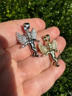 Micro Angel Pendant Iced CZ Solid 925 Silver Gold Plated Necklace Guardian Angel 23 Micro Angel Pendant Iced CZ Solid 925 Silver Gold Plated Necklace Guardian Angel -Harlem Bling Shop hip hop micro angel pendant iced cz solid 925 silver gold plated necklace guardian angel 68129.1691108915