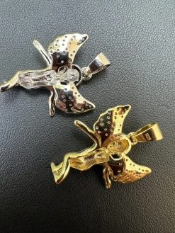 Micro Angel Pendant Iced CZ Solid 925 Silver Gold Plated Necklace Guardian Angel 31 Micro Angel Pendant Iced CZ Solid 925 Silver Gold Plated Necklace Guardian Angel -Harlem Bling Shop hip hop micro angel pendant iced cz solid 925 silver gold plated necklace guardian angel 94226.1691108844