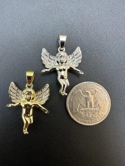 Micro Angel Pendant Iced CZ Solid 925 Silver Gold Plated Necklace Guardian Angel 30 Micro Angel Pendant Iced CZ Solid 925 Silver Gold Plated Necklace Guardian Angel -Harlem Bling Shop hip hop micro angel pendant iced cz solid 925 silver gold plated necklace guardian angel 97599.1691108518