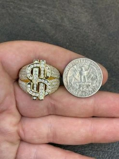 MOISSANITE 14k Gold Vermeil 925 Silver Dollar Sign Money Ring Pass Diamond Test 24 MOISSANITE 14k Gold Vermeil 925 Silver Dollar Sign Money Ring Pass Diamond Test -Harlem Bling Shop hip hop moissanite 14k gold vermeil 925 silver dollar sign money ring pass diamond test 00247.1664362938