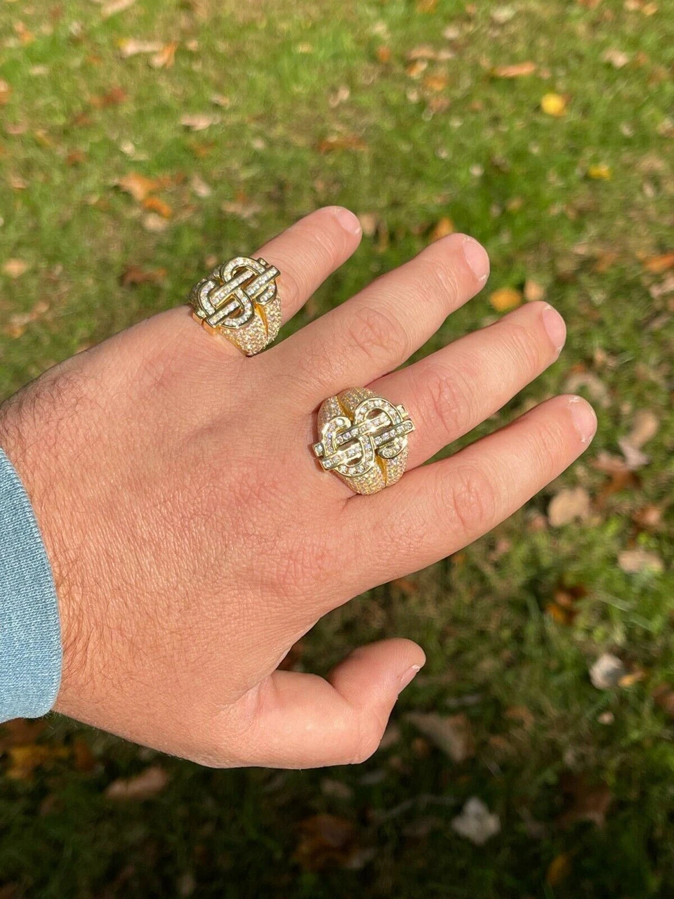 MOISSANITE 14k Gold Vermeil 925 Silver Dollar Sign Money Ring Pass Diamond Test 5 MOISSANITE 14k Gold Vermeil 925 Silver Dollar Sign Money Ring Pass Diamond Test - Image 3