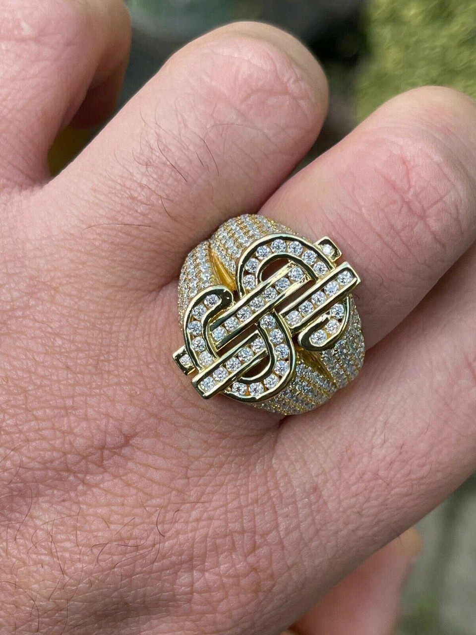 MOISSANITE 14k Gold Vermeil 925 Silver Dollar Sign Money Ring Pass Diamond Test 7 MOISSANITE 14k Gold Vermeil 925 Silver Dollar Sign Money Ring Pass Diamond Test - Image 5