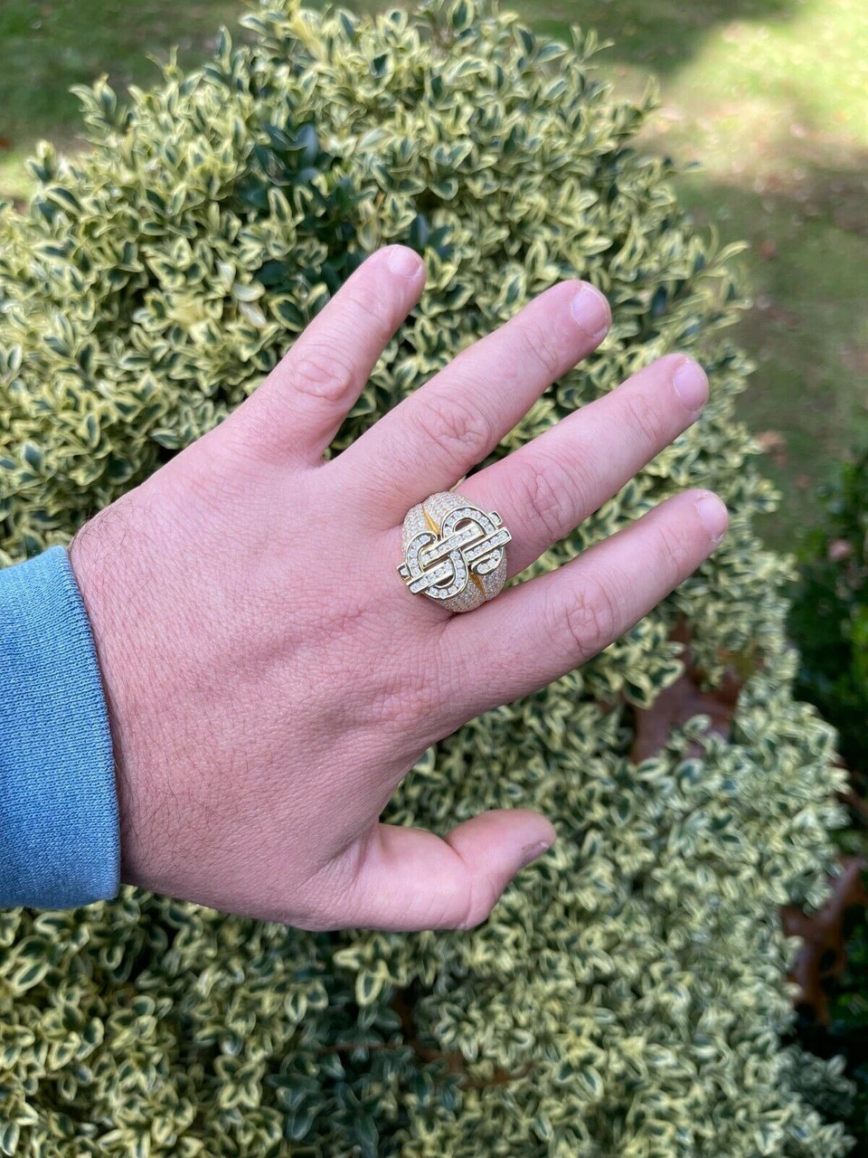 MOISSANITE 14k Gold Vermeil 925 Silver Dollar Sign Money Ring Pass Diamond Test 8 MOISSANITE 14k Gold Vermeil 925 Silver Dollar Sign Money Ring Pass Diamond Test - Image 6