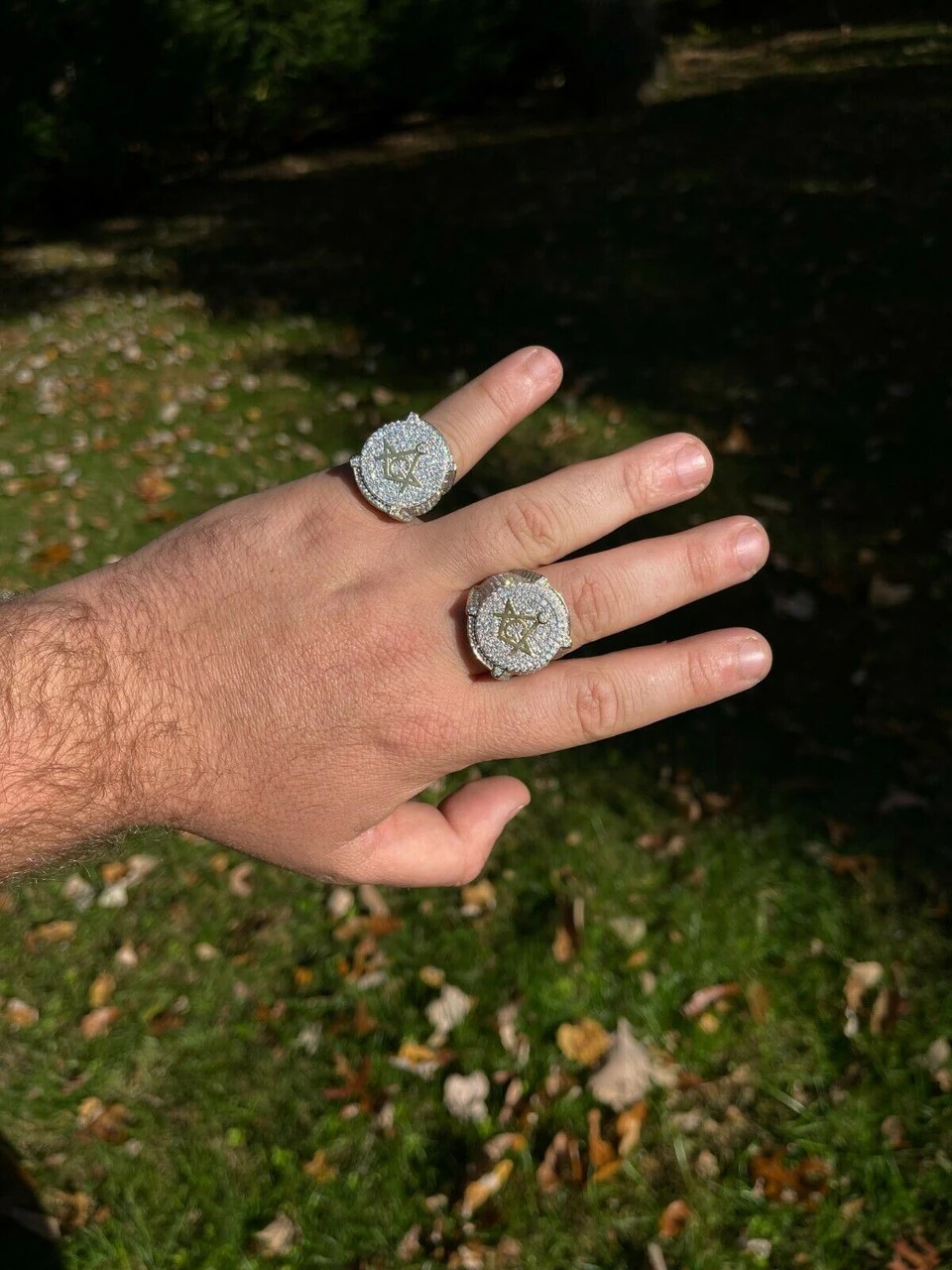 MOISSANITE 14k Gold Vermeil Masonic Ring Pass Diamond Test Pinky Hip Hop Mason 6 MOISSANITE 14k Gold Vermeil Masonic Ring Pass Diamond Test Pinky Hip Hop Mason - Image 4