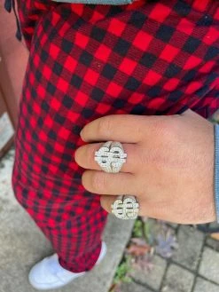 MOISSANITE 925 Silver Dollar Sign $ Money Ring Pass Diamond Tester Pinky Hip Hop -Harlem Bling Shop hip hop moissanite 925 silver dollar sign dollar money ring pass diamond tester pinky hip hop 70849.1664361804