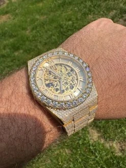 MOISSANITE Automatic Gold Skeleton Watch Mens Real Iced Hip Hop Passes Tester ✅ 41 MOISSANITE Automatic Gold Skeleton Watch Mens Real Iced Hip Hop Passes Tester ✅ -Harlem Bling Shop hip hop moissanite automatic gold skeleton watch mens real iced hip hop passes tester 13131.1684271302