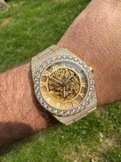 MOISSANITE Automatic Gold Skeleton Watch Mens Real Iced Hip Hop Passes Tester ✅ 25 MOISSANITE Automatic Gold Skeleton Watch Mens Real Iced Hip Hop Passes Tester ✅ -Harlem Bling Shop hip hop moissanite automatic gold skeleton watch mens real iced hip hop passes tester 27867.1684271425